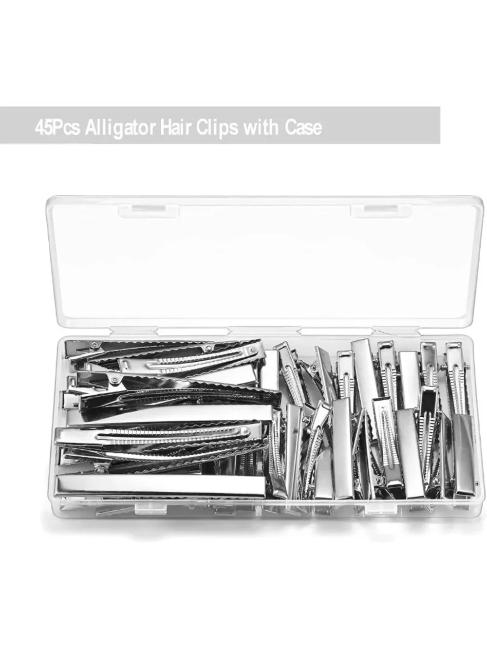45Pcs Metal Hair Accessories Set - Alligator Clips, Silver Curlers & DIY